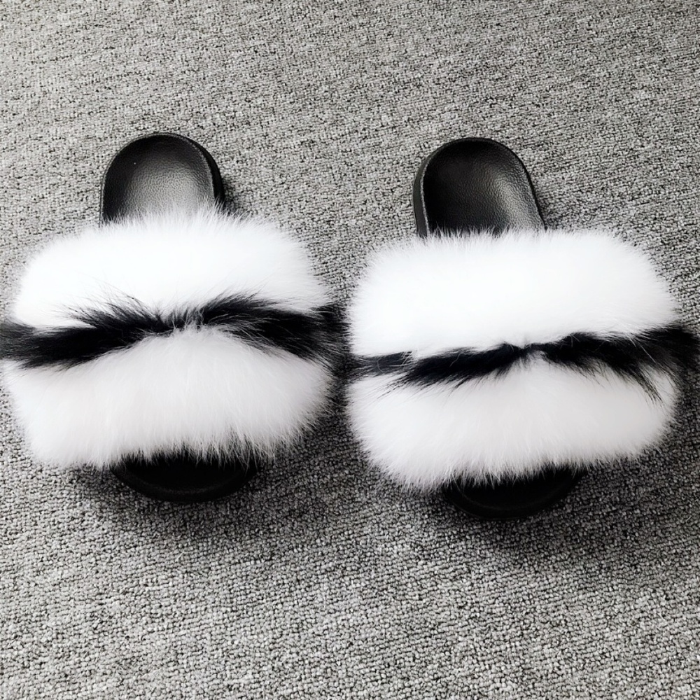 Stripe Fur Slides